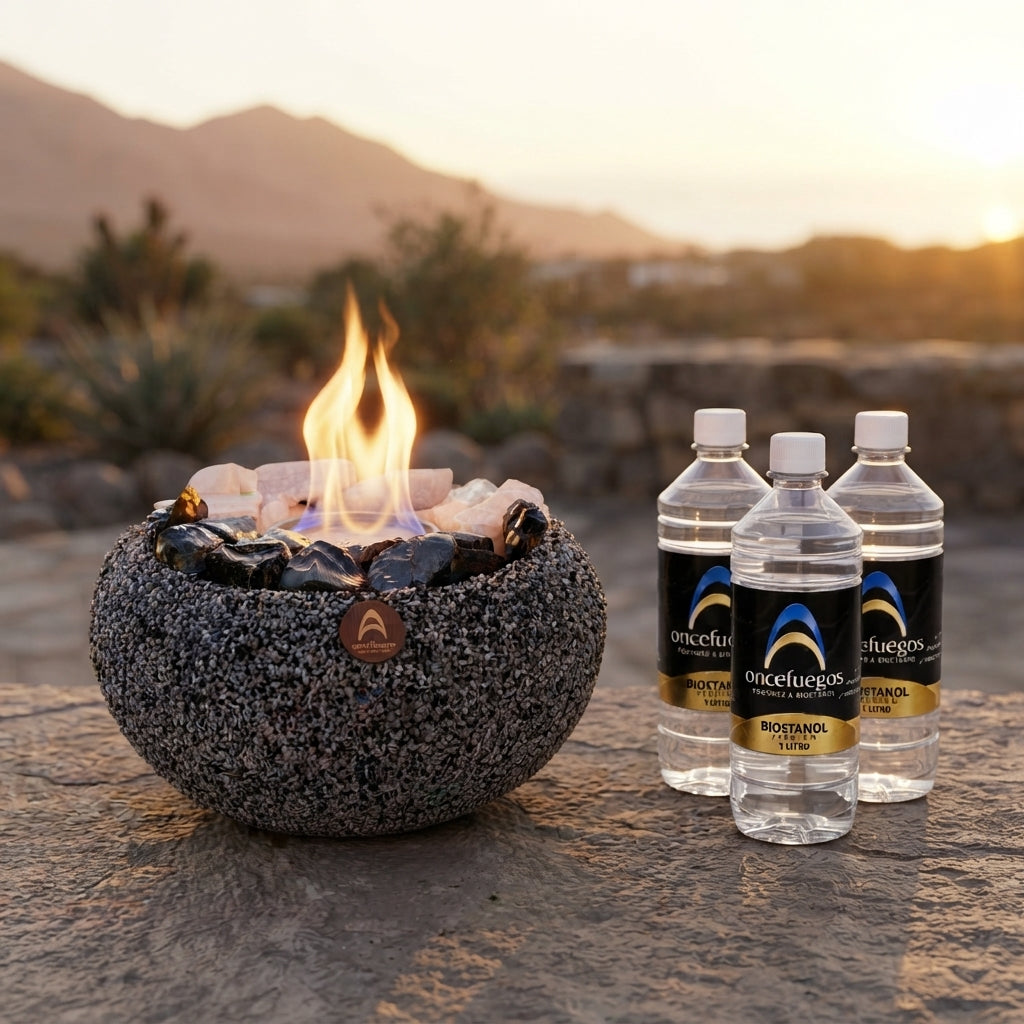 Pack Atacama Grande · fogón de mesa a bioetanol con 3 litros incluidos